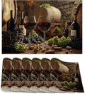 Red Wine Placemats Set of 6,Grape Wood Placemats Washable Kitchen Dining Linen Table Mats Stain Heat-Resistant for Home Party Indoor 12x18 inch