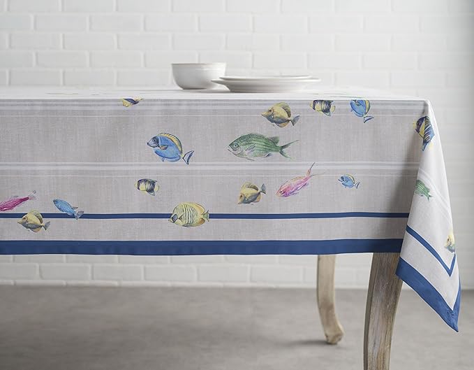 Maison d' Hermine Table Cloth Rectangle Table 100% Cotton 60 x 120 Inches Tablecloth Reusable Decorative for Dining Room Farmhouse Home Valentines Day Decorations Spring Summer - Poisson