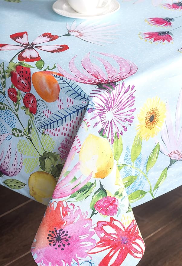 Maison d' Hermine Table Cloth Rectangle Table 100% Cotton 70 x 90 Inches Tablecloth Reusable Decorative for Dining Room Farmhouse Home Valentines Day Decorations Spring Summer - Jardin D'Ete - Mint
