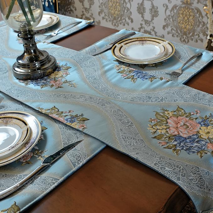 Extra Luxury Velvet Blue Table Runner 72 Inches Long - Image 3