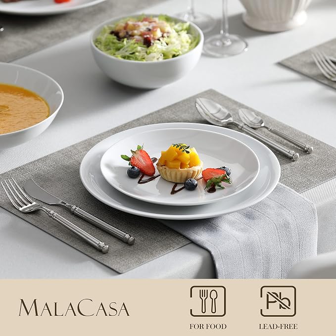 MALACASA 24-Piece Porcelain Dinnerware Set, Microwave & Dishwasher Safe - Image 3