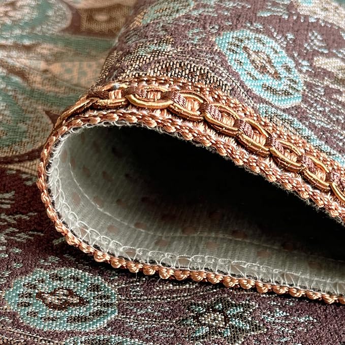 Elegant Table Runner 120" Brown Floral Baroque Medallion - Image 5