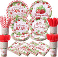 450 Pcs Strawberry Baby Shower Tableware Set Decoration, Serves 50 | A Berry by Unknown