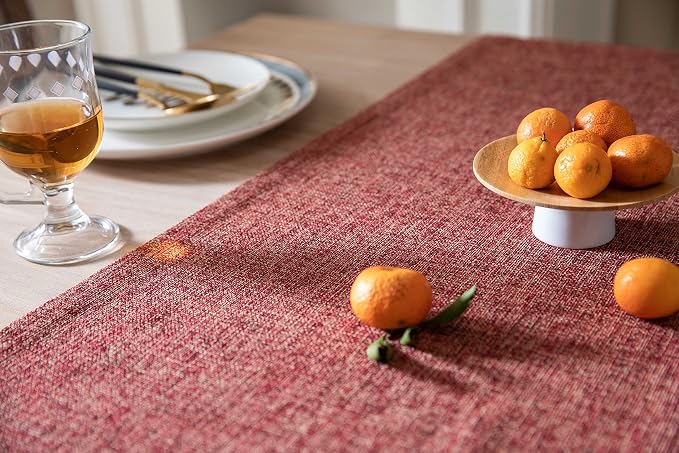 Burlap Style Farmhouse Table Runner, 14x108 Inches Red | Thick Durable Fabric - Image 5