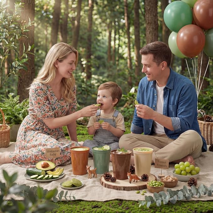 Yungyan 24 Pcs Woodland Baby Shower Decoration Woodland Forest Themed Reusable - Image 6