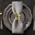Decozen Set of 16 Gold Napkin Rings in Stag Design, Festive, Table Decor Setting for Holiday, Wedding, Birthday, Kitchen, Home Decor, Housewarming Gift - Thanksgiving & Christmas Gift Decoration