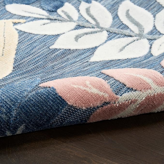 Nourison Home Suncoast Denim Multi 4' x 6' Area Rug - Easy Clean, Non Shedding, Bed Room, Living Room, Dining Room, Kitchen (4' x 6')