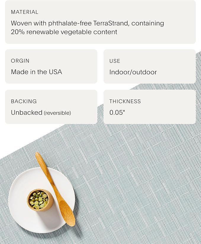 Chilewich Bamboo Placemats Set of 4 - Woven Rectangle Placemats - Reusable, Stain-Resistant, Indoor/Outdoor Tabletop Protection - 19" x 14" - Seaglass