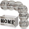 Queekay Coasters Set of 6 House Warming Gifts New Home Wooden Farmhouse Drink by Queekay