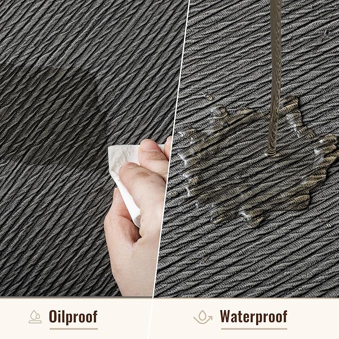 Jovono 15" Faux Leather Big Round Placemats Set of 6 - Washable Heat Resistant Non-Slip Dining Table Mats with Fabric Texture for Kitchen Home Party Decor, Gray