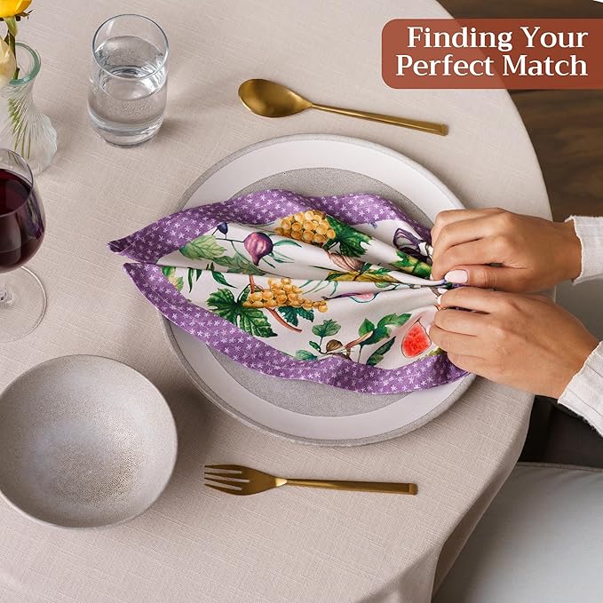 Maison d' Hermine Cloth Napkins Set of 4 100% Cotton Everyday Reusable Square Napkins Cloth Washable Dinner Party Wedding Restaurant Valentines Day Decorations Spring/Summer (Cavaillon, 18" x 18")