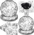 Kochorie 144 Pieces Black Floral Paper Plates and Napkins Party Supplies by Kochorie