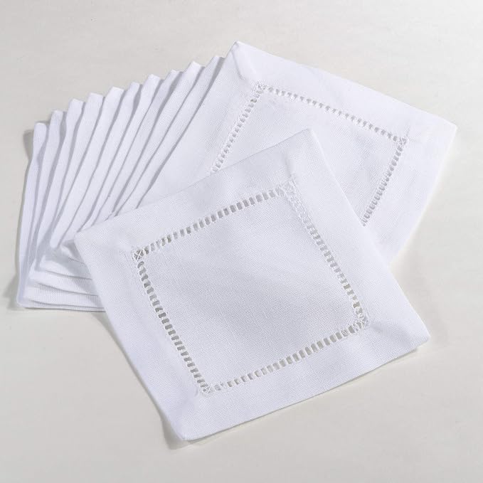 SARO LIFESTYLE Hemstitched Border Cocktail Napkin by SaroLifestyle