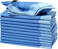 Bedding Craft Cotton Cloth Dinner Napkins Set of 12 – 20x20 Teal Blue Multi Double Hemstitched – Machine Washable Wedding & Party Fabric Table Napkins