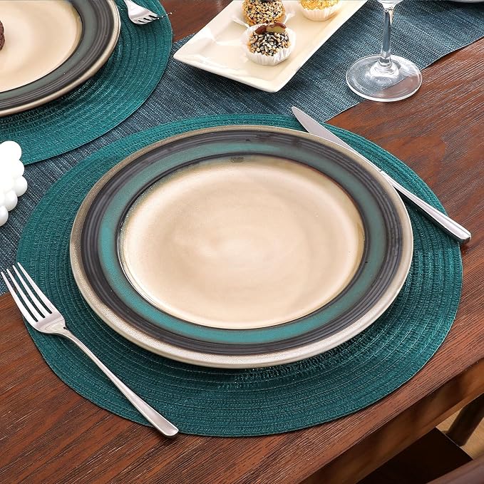 SHACOS Round Placemats Set of 8 Woven Braided Table Placemats 15 inch Circle - Image 3