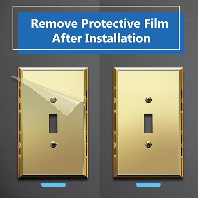 LIDER Reflective Acrylic Toggle Switch Wall Plate, Mirrored Light Switch Cover, Plexiglass Cover Plate, Acrylic Glass, Oversized 1-Gang 5.25" x 3.44", LWP-11O-AGD, Gold