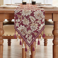 Loom and Mill Vintage Jacquard Damask Table Runner 13x90 inch, Burgundy | by LoomandMill