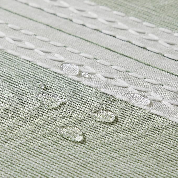 ZeeMart Contrast Linen Table Cloth Rectangle Table Cloths 60x84 Inch Mid-Stripe Green, Farmhouse Style Heavy Weight Sage Green Tablecloth, Water Resistant Burlap Tablecloths