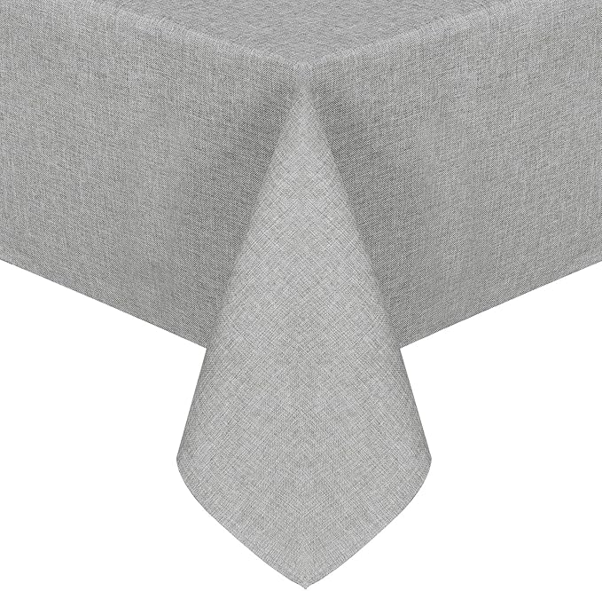 JIUZHEN Square Table Cloth Faux Linen Farmhouse Tablecloth Wrinkle and Stain Resistant Decorative Fabric Table Cover for Kitchen, Dining Room, Parties and Camping, Light Grey, 70 x 70 Inch