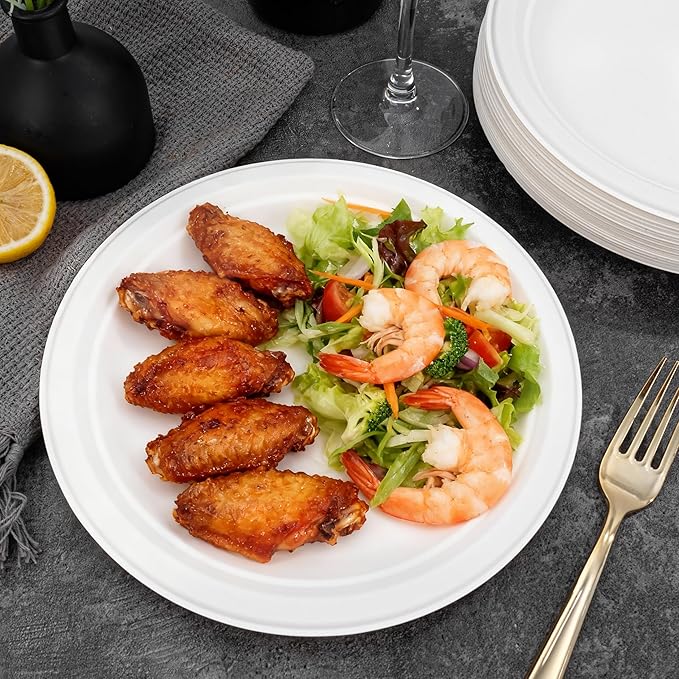 DaYammi 100% Compostable Paper Plates 9 Inch, 125-Pack Heavy Duty Paper Plates Bulk,Biodegradable Bagasse,Eco-Friendly Disposable Dinner Plate for BBQ,Picnic,Party (BPI Certified,Microwaveable)