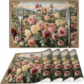 Roses Placemats Set of 4 Washable Table Place Mats for Dining Kitchen Party Decor