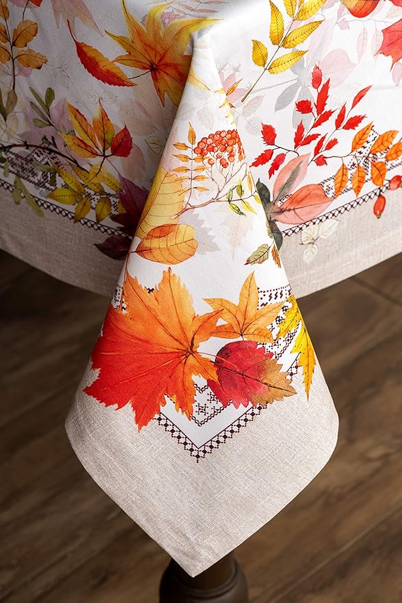 Maison d' Hermine Table Cloth Rectangle Table 100% Cotton 70 x 140 Inches Fall Tablecloth Reusable Everyday Use for Thanksgiving Christmas Decorations Dining Farmhouse Party (Amarante)