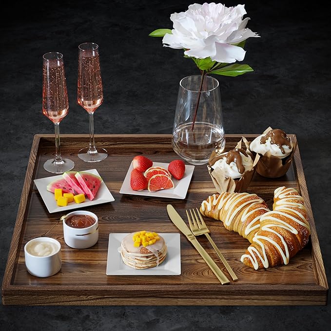 Exquisite Mini Disposable Appetizer Plates - 100 Pack 4.5 In. x 4.5 In. White Plastic Dessert Plates - Elegant Design for Weddings, Birthdays, and Formal Parties - Stackable and Convenient - BPA Free