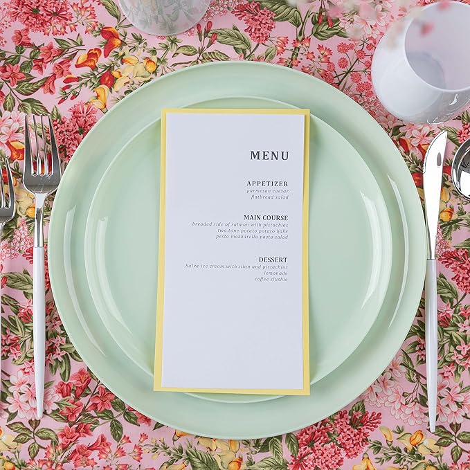 [30 Pack 10.7''] Mint Green Plastic Party Plates Edge Collection Premium heavyweight Elegant Disposable Tableware Dishes