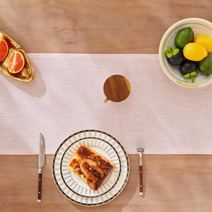 Rustic Cotton Linen Table Runner, 13x48 Inches Pink | Farmhouse Style Linen - Image 5
