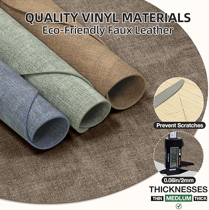 15 inch Faux Leather Round Placemats Set of 4 Non-Slip Washable Wipeable Table Mats, Heat Resistant Waterproof Oilproof Dark Coffee Place Mats for Kitchen, Dining, Party, Indoor, Outdoor