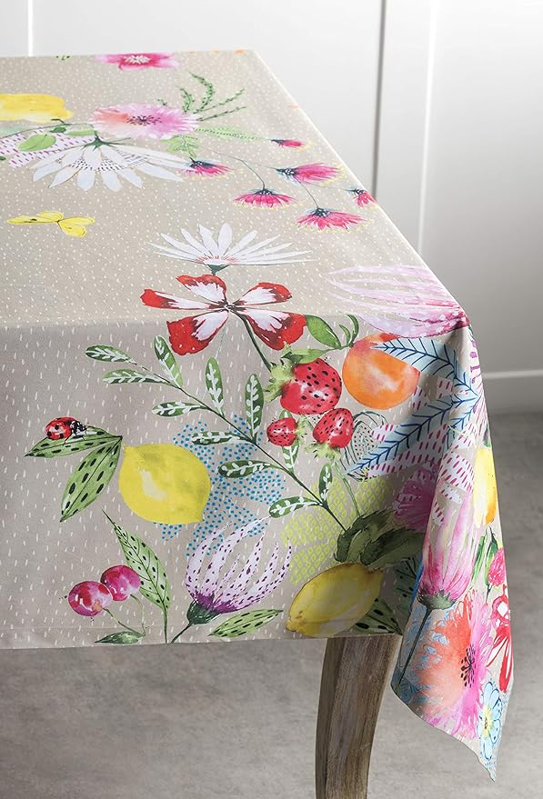 Maison d' Hermine Table Cloth Square Table 100% Cotton 60 x 60 Inches Tablecloth Reusable Decorative for Dining Room Farmhouse Home Valentines Day Decorations Spring Summer - Jardin D'Ete - Fog