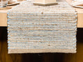 Natural Jute Table Runner, 13x90 Inch, Sky Blue-White | Vintage Boho Rustic by ChardinHome