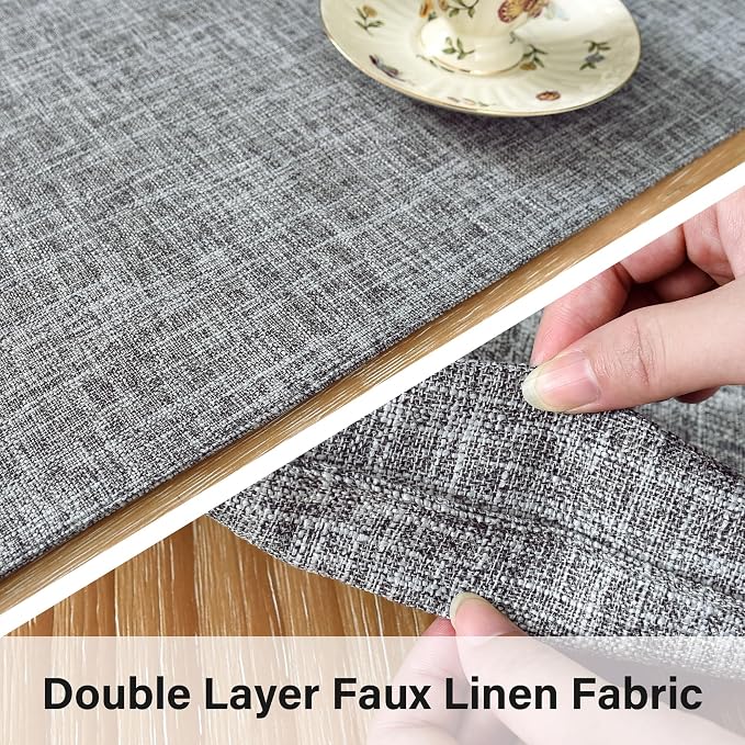 NEWISHER Reversible Double Layer Table Runner Faux Linen Fabric 13x36inch | - Image 3