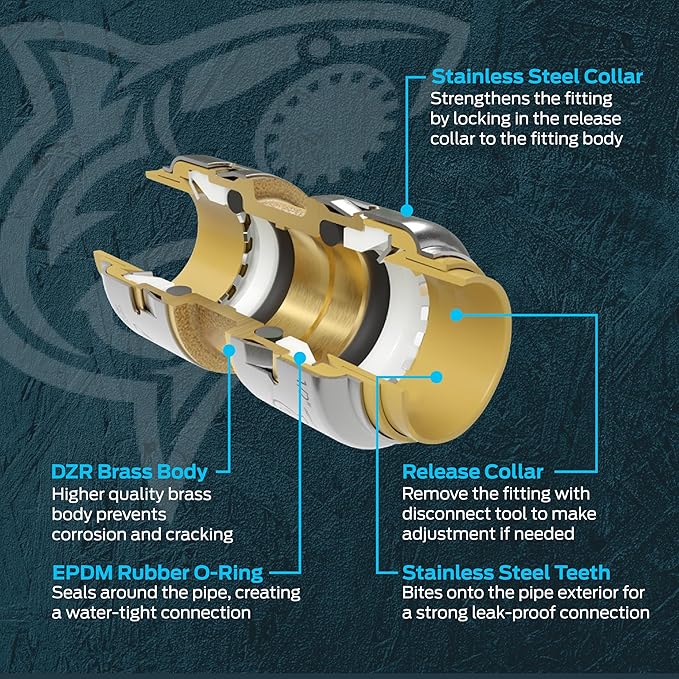 SharkBite Max 1/2 x 1/2 Inch MIP Angle Stop Valve, Quarter Turn, Push to Connect Brass Plumbing Fitting, Brushed Nickel Finish, PEX Pipe, Copper, CPVC, PE-RT, HDPE, UR24946