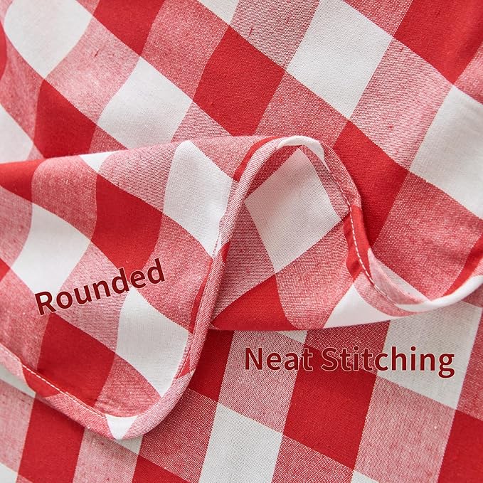 BALCONY & FALCON Gingham Table Cloth Rectangle – Reversible Water-Resistant Cotton Checkered Tablecloth for Valentine， Outdoor Picnic, Camping, Kitchen, Holiday Party Decor (Red White, 55x95 Inch)