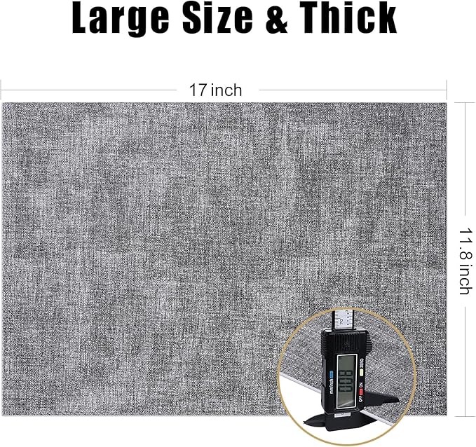 Homaxy Faux Leather Heat Resistant Placemats for Dining Table Set of 4, Waterproof Wipeable Washable PU Table Mats, Easy to Clean Anti-Slip Place Mats, 11.8" x 17", Black & White