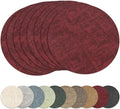 13"Round Placemats Set of 8, Reversible Faux Leather Heat Resistant Table Mats, 100% Waterproof Oilproof Wipeable Table Protective Placemats for Vinyl, Washable for Indoor & Outdoor Use (8, burgundy)