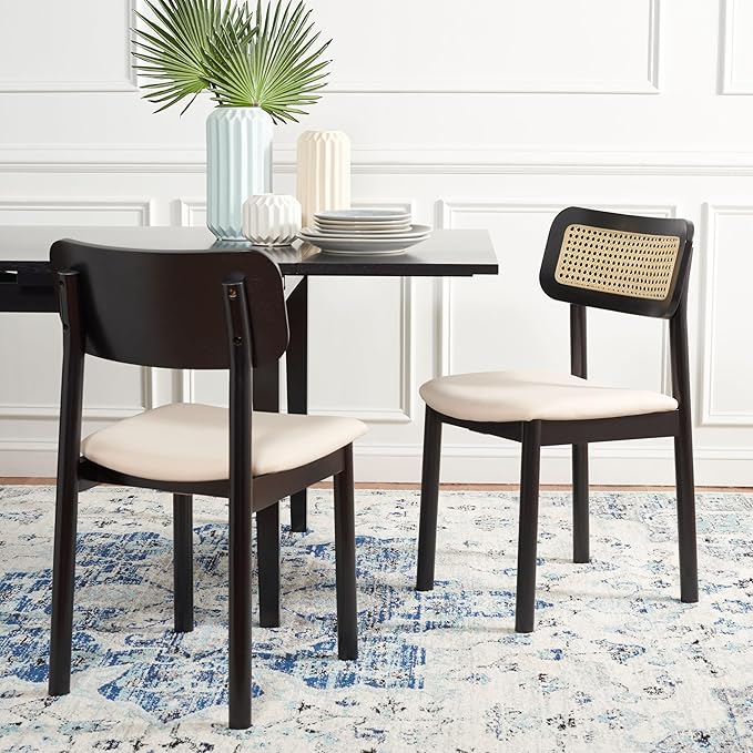 SAFAVIEH Home Collection Egon Coastal Black/White Dining Chair Set of 2