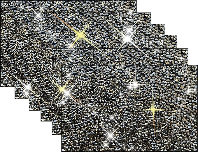 Black Square Placemats - Heat Resistant Rhinestone Decor Set of 6