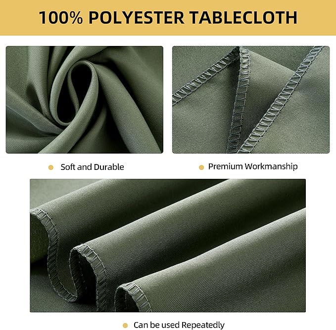 6-Pack 60x60 inch Sage Green Table Cloths, Solid Stain and Wrinkle Resistant Tablecloth, Premium Plain Weave Polyester Fabric Rectangle Table Linen Covers for Hotel, Banquet