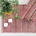 Natural Jute & Red Placemats, 13x19 Inch Dining Table Placemats by ChardinHome