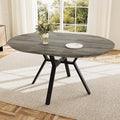 43.3"-59.1" Extendable Round Dining Table for 4-6 People, Modern Kitchen Oval Dining Table with Flexible Leaves Space Saving, Metal Base for Kitchen Dining Room (Grey)