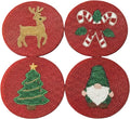 Folkulture Cute Coasters, Waterproof, Boho Table Décor | Holiday Magic Beaded by FOLKULTURE