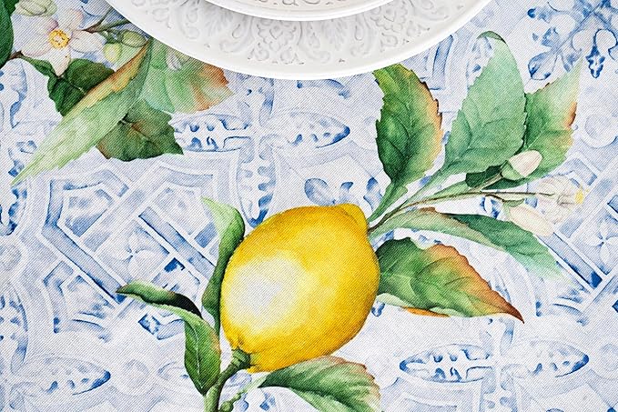 Maison d' Hermine Table Cloth Square Table 100% Cotton 60 x 60 Inches Tablecloth Reusable Decorative for Dining Room Farmhouse Home Valentines Day Decorations Spring Summer - Citrus