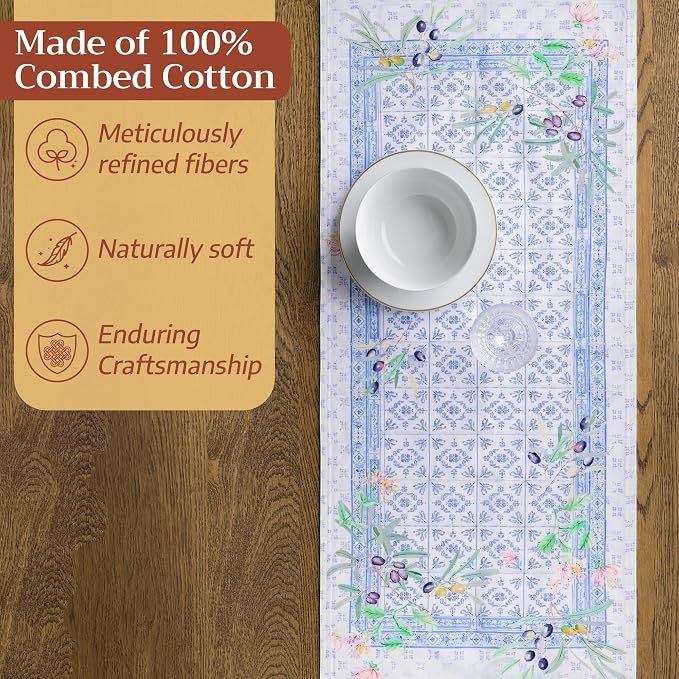 Maison d' Hermine Table Runner 100% Combed Cotton 14.5"x72" | Table Runners 72 - Image 4