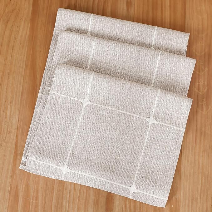 NEWISHER Rustic Embroidered Plaid Cloth Table Runner 72 inches, Farmhouse - Image 6