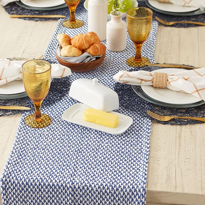 DII Woven Basics Collection 100% Cotton Knit Table Runner, Nautical Blue - Image 4