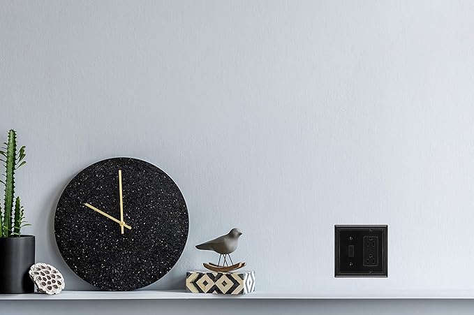 Henne Bery Sunken Pearls Heavy Duty Decorative Wall Plate Switch Plate Outlet Cover (Toggle/Decorator, Matte Black)