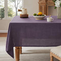 Linen Tablecloth for Rectangle Table, 60x104 Inch Purple, Farmhouse Style Purple Tablecloth, Water Resistant Burlap Tablecloths for Dining Table Farmhouse Kitchen