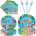 96 Pcs Goodbye School Hello Pool Party Decorations, Summer Pool Party Plates by EoBeCy